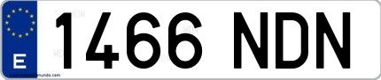 Ejemplo de matrícula española 1466 NDN