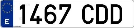 Ejemplo de matrícula española 1467 CDD