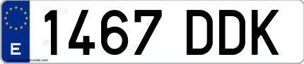 Ejemplo de matrícula de coche ordinaria 1467 DDK