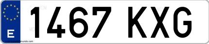 Ejemplo de matrícula española 1467 KXG
