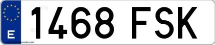 Ejemplo de matrícula española 1468 FSK