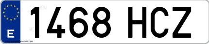 Ejemplo de matrícula española 1468 HCZ