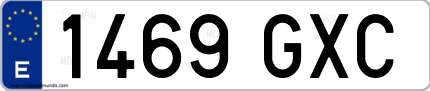 Ejemplo de matrícula de coche ordinaria 1469 GXC