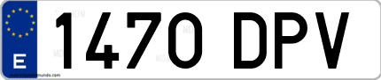 Ejemplo de matrícula de coche ordinaria 1470 DPV