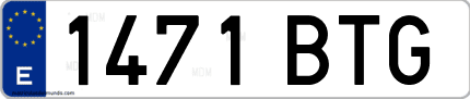 Ejemplo de matrícula de coche ordinaria 1471 BTG