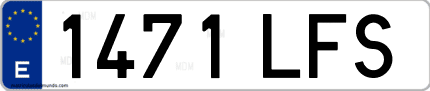 Ejemplo de matrícula de coche ordinaria 1471 LFS