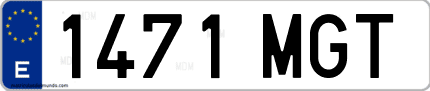 Ejemplo de matrícula de coche ordinaria 1471 MGT