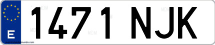 Ejemplo de matrícula de coche ordinaria 1471 NJK