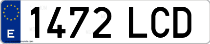 Ejemplo de matrícula de coche ordinaria 1472 LCD