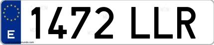 Ejemplo de matrícula española 1472 LLR
