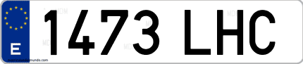 Ejemplo de matrícula de coche ordinaria 1473 LHC