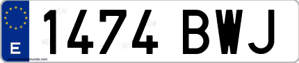 Ejemplo de matrícula de coche ordinaria 1474 BWJ