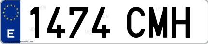 Ejemplo de matrícula española 1474 CMH