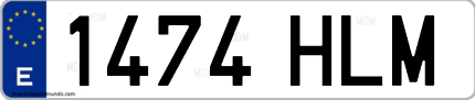 Ejemplo de matrícula de coche ordinaria 1474 HLM