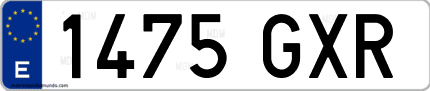 Ejemplo de matrícula de coche ordinaria 1475 GXR