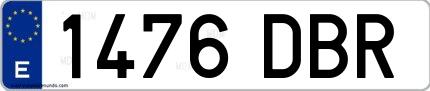 Ejemplo de matrícula española 1476 DBR