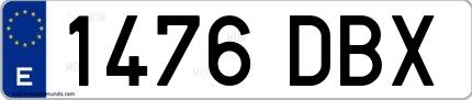 Ejemplo de matrícula española 1476 DBX