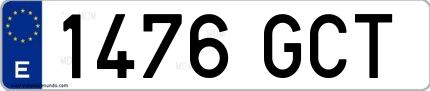 Ejemplo de matrícula española 1476 GCT