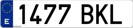 Ejemplo de matrícula española 1477 BKL