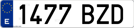 Ejemplo de matrícula de coche ordinaria 1477 BZD