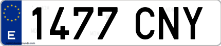 Ejemplo de matrícula de coche ordinaria 1477 CNY