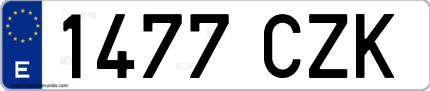 Ejemplo de matrícula de coche ordinaria 1477 CZK