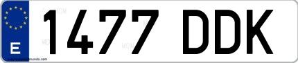 Ejemplo de matrícula española 1477 DDK