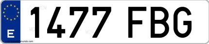 Ejemplo de matrícula española 1477 FBG