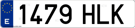 Ejemplo de matrícula de coche ordinaria 1479 HLK