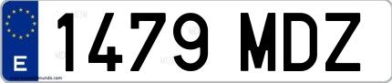 Ejemplo de matrícula española 1479 MDZ
