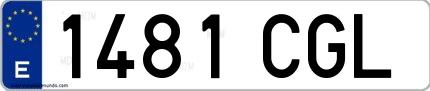 Ejemplo de matrícula española 1481 CGL