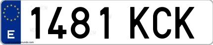 Ejemplo de matrícula española 1481 KCK