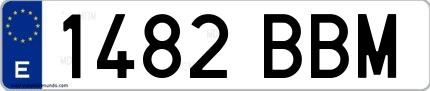Ejemplo de matrícula española 1482 BBM