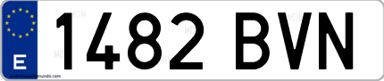 Ejemplo de matrícula de coche ordinaria 1482 BVN