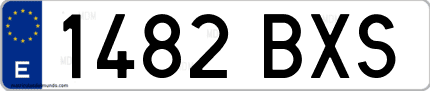 Ejemplo de matrícula de coche ordinaria 1482 BXS