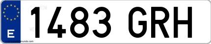 Ejemplo de matrícula española 1483 GRH