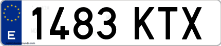 Ejemplo de matrícula de coche ordinaria 1483 KTX