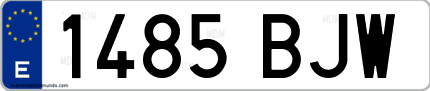 Ejemplo de matrícula de coche ordinaria 1485 BJW