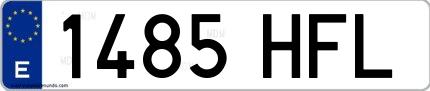 Ejemplo de matrícula española 1485 HFL