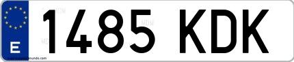 Ejemplo de matrícula española 1485 KDK