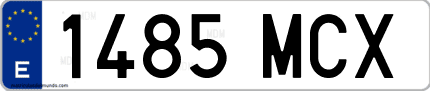 Ejemplo de matrícula de coche ordinaria 1485 MCX