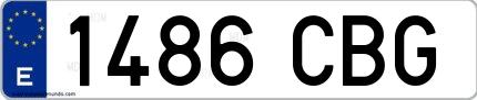 Ejemplo de matrícula española 1486 CBG