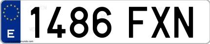 Ejemplo de matrícula española 1486 FXN