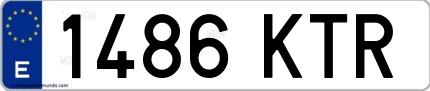 Ejemplo de matrícula española 1486 KTR
