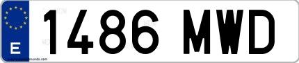 Ejemplo de matrícula española 1486 MWD