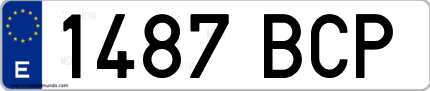 Ejemplo de matrícula de coche ordinaria 1487 BCP