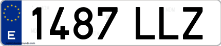 Ejemplo de matrícula de coche ordinaria 1487 LLZ