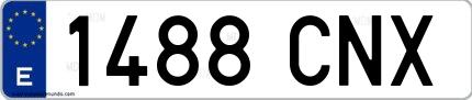 Ejemplo de matrícula española 1488 CNX