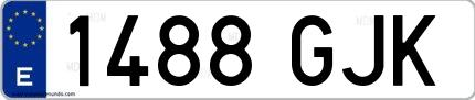 Ejemplo de matrícula española 1488 GJK