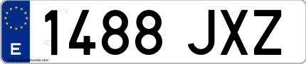 Ejemplo de matrícula española 1488 JXZ